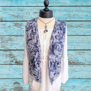 💜2/$12 Boho Beaded Tye Dye / Acid Wash Denim Vest